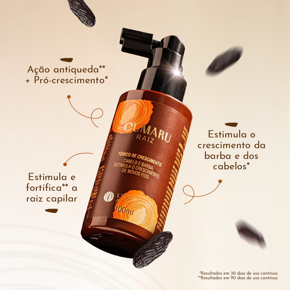 T&ocirc;nico de Crescimento Cabelo e Barba Cumaru Raiz 100mL, ,  large image number 1