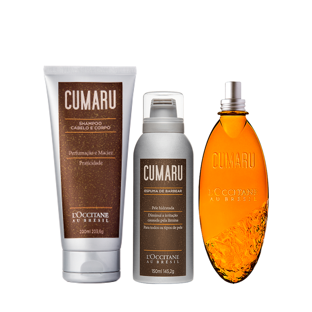 Combo Fragrância, Shampoo e Espuma de Barbear Cumaru