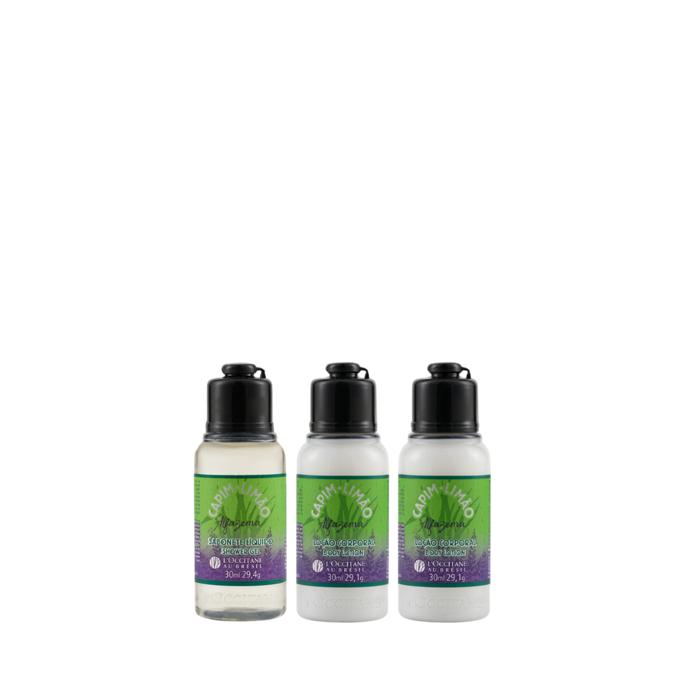 Combo Capim-Limão Alfazema: 1 Sabonete e 2 Loções Corporais