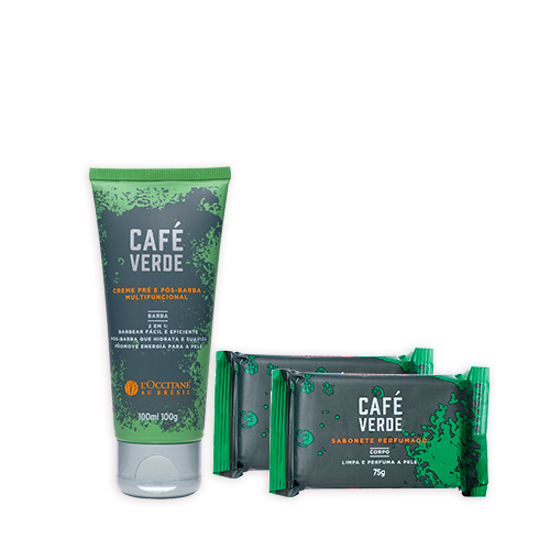 Vista 2 Combo Masculino Barba e Sabonetes Café Verde Loccitane Au Bresil BR Loccitane Au Bresil BR