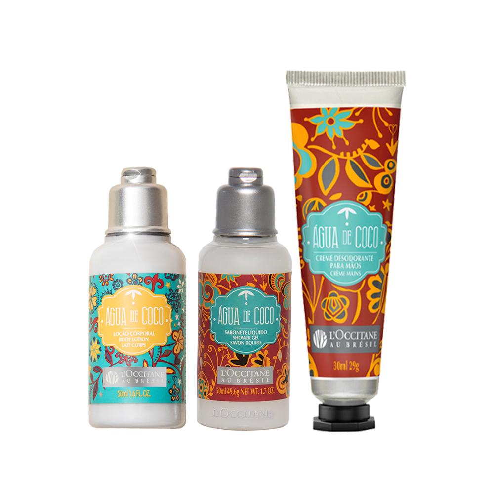 Combo Viagem Água de Coco: Sabonete, Loção e Creme de Mãos