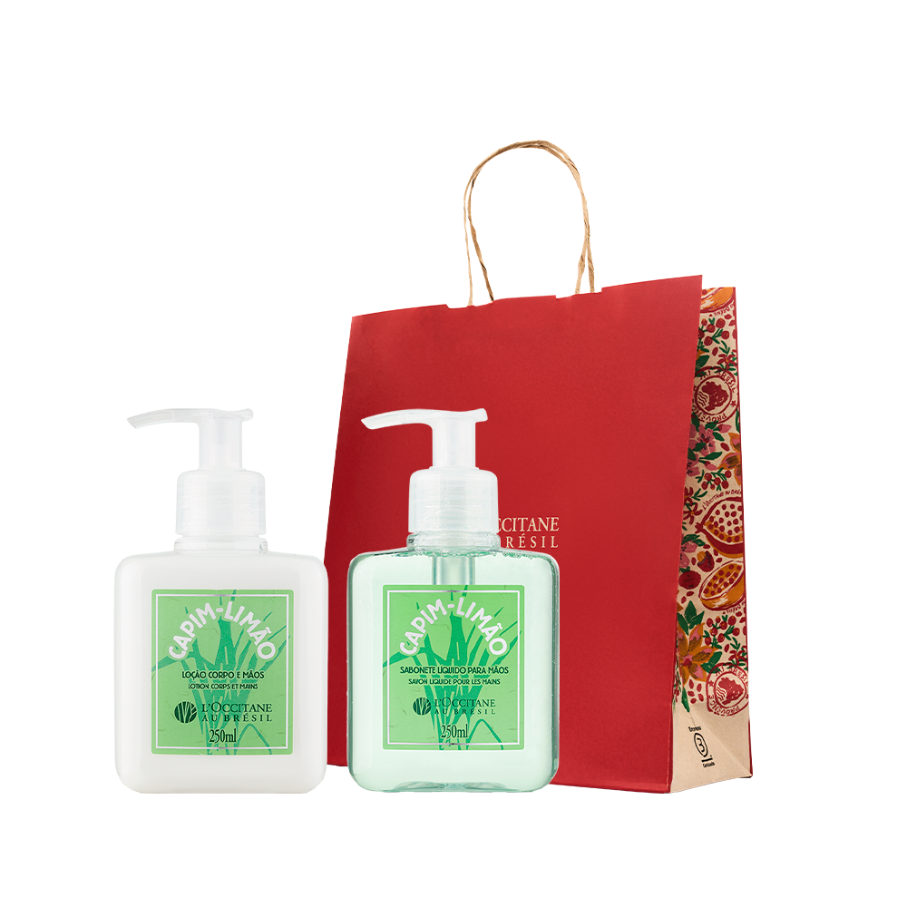 Vista 2 Presente com Sabonete Líquido e Loção Capim-Limão Loccitane Au Bresil BR Loccitane Au Bresil BR