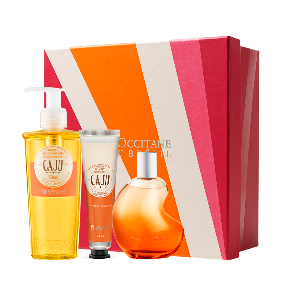 Presente Caju: Óleo de Banho, Creme de Mãos e Eau de Parfum