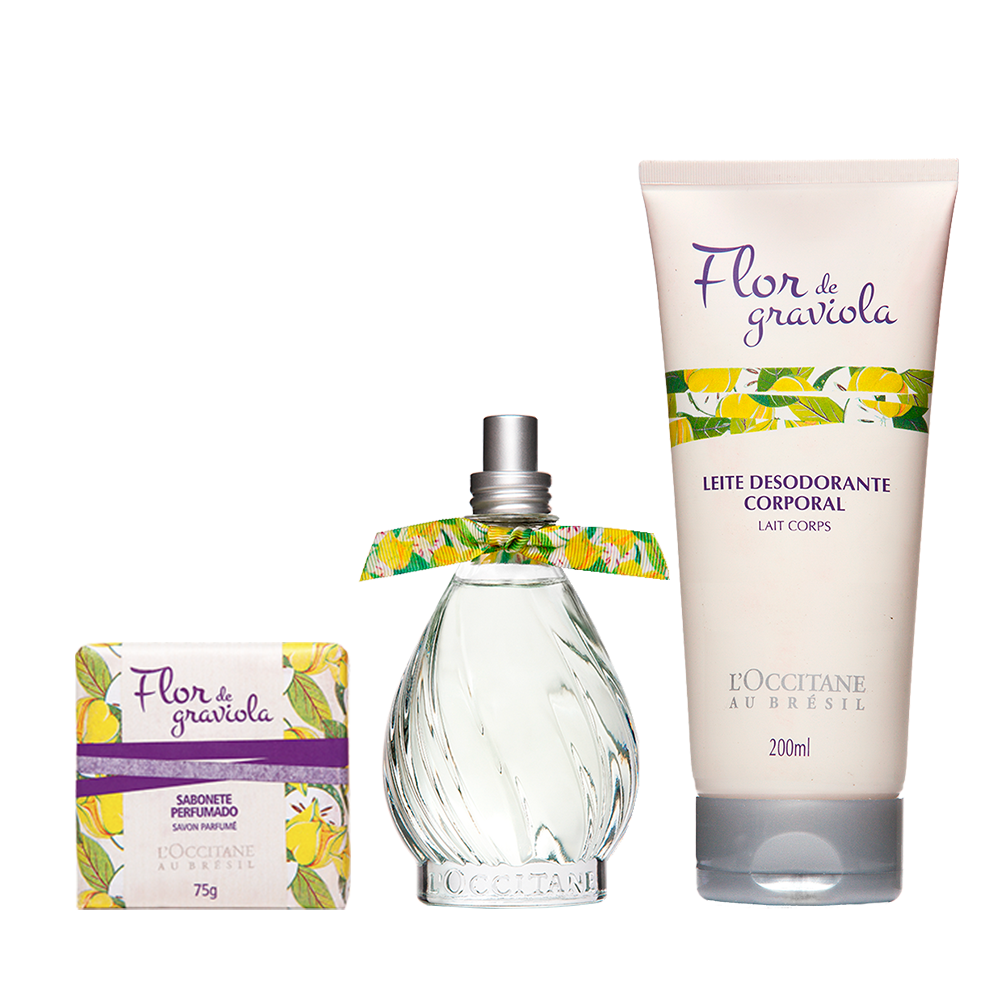 Combo Flor de Graviola: Deo Colônia, Sabonete em Barra e Leite Corporal