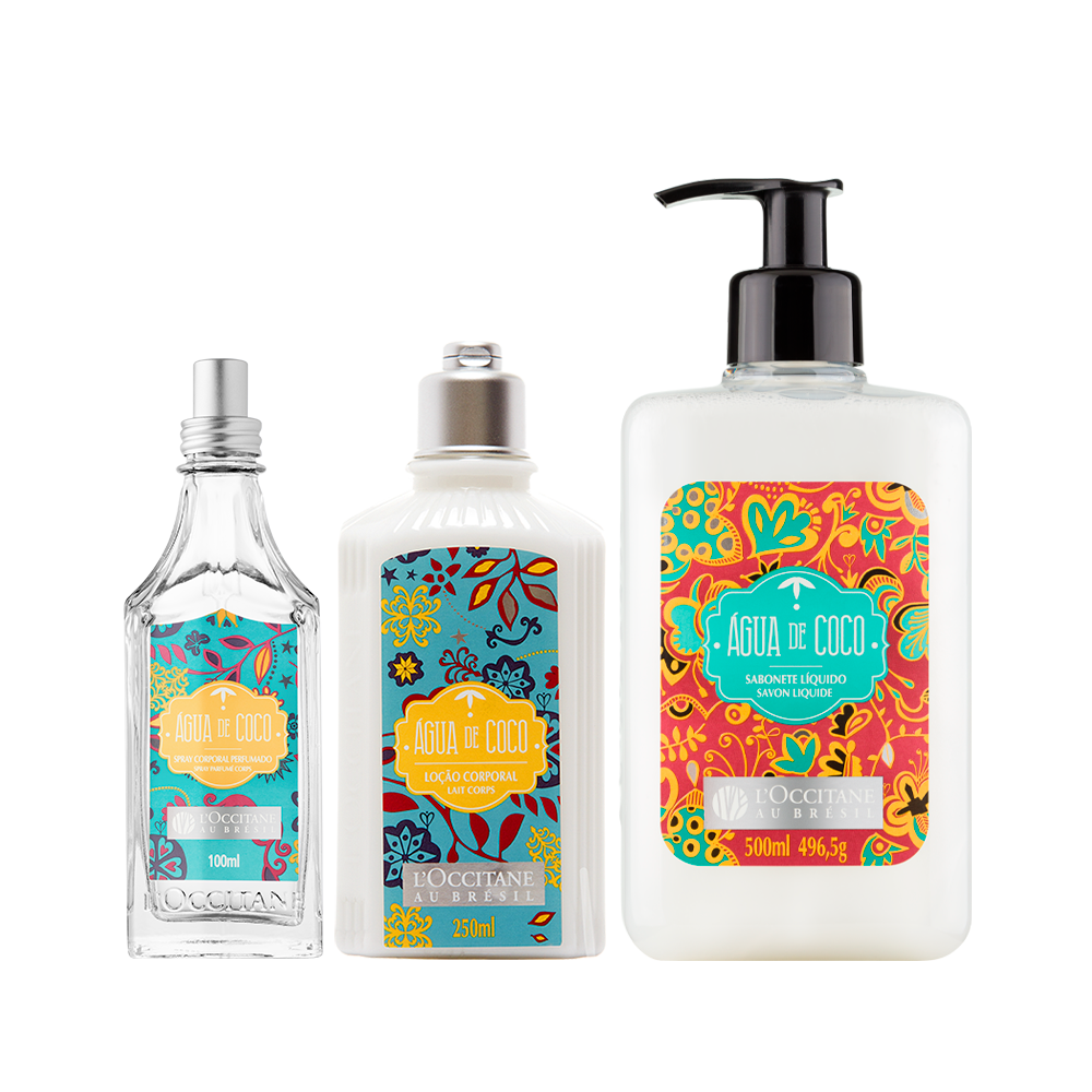 Rotina Corporal Água de Coco: Sabonete, Loção e Spray Perfumado